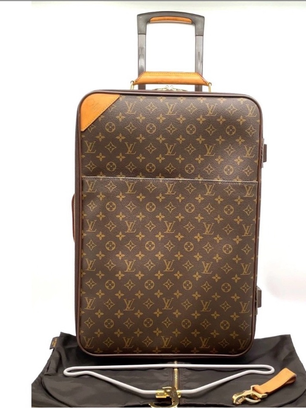 Louis Vuitton Monogram Trolley Case in Brown with Tan Accents